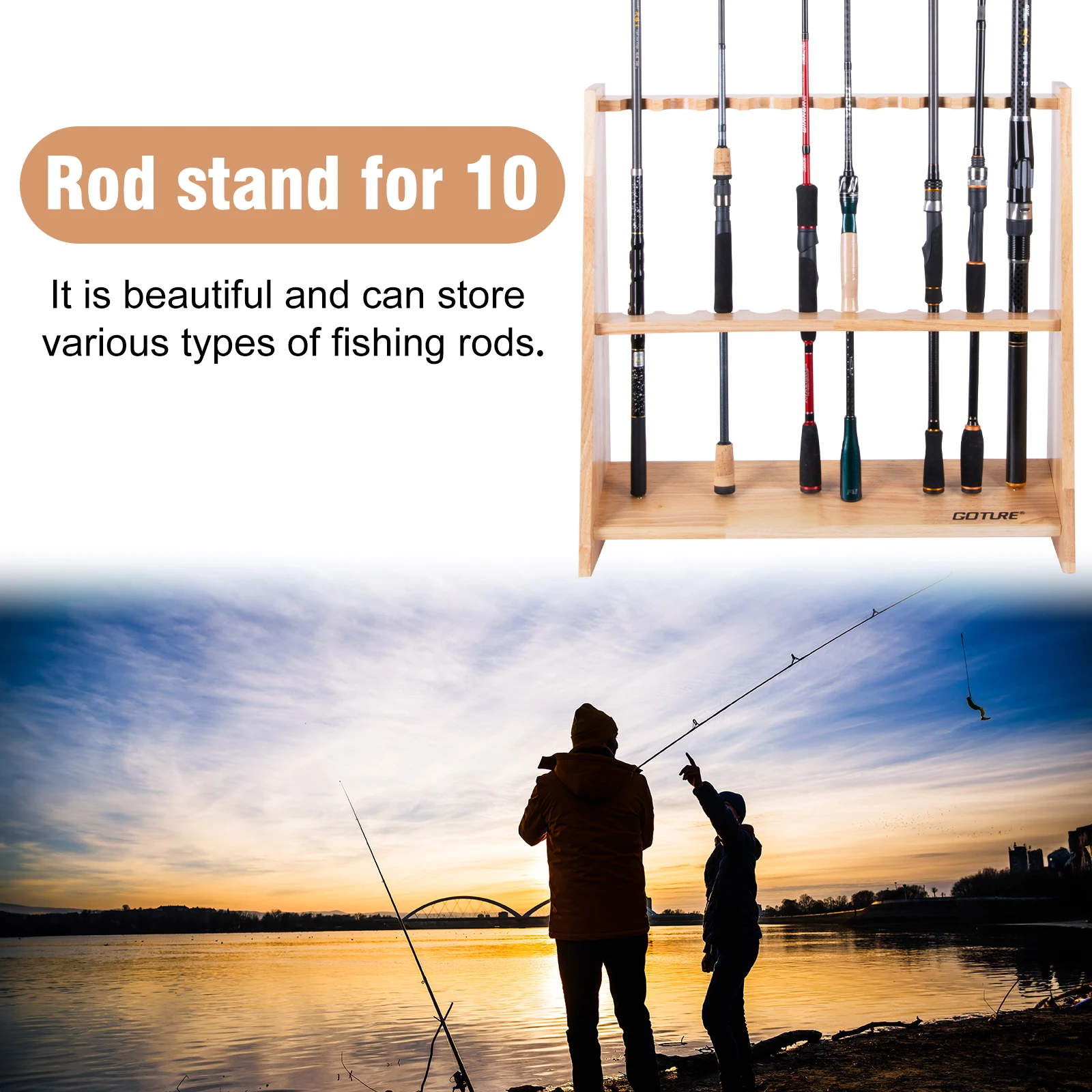 ที่วางคันเบ็ดตกปลาไม้ Goture ส - Fishing Rod Rack บทวิจารณ์และราคา